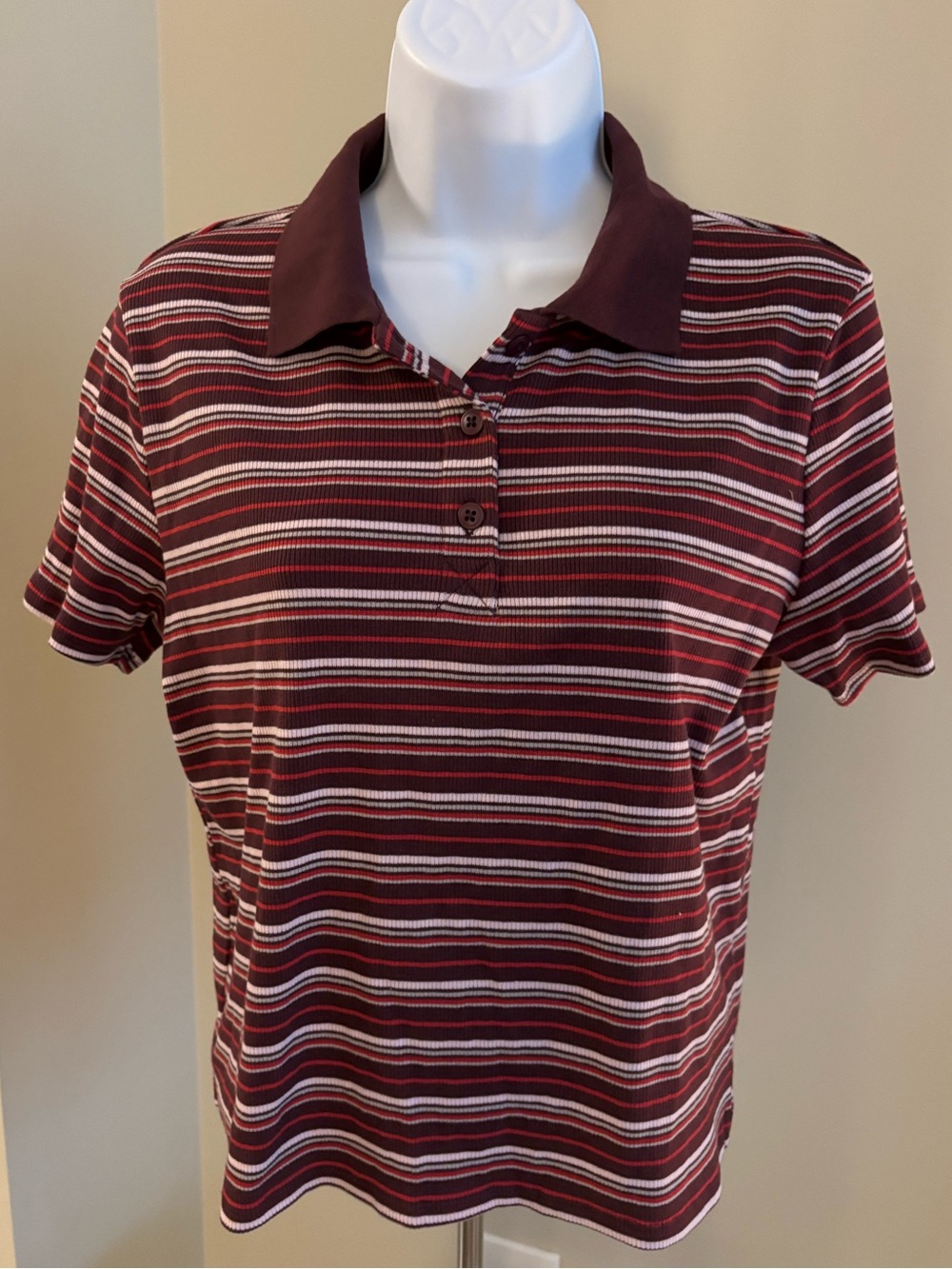 wild fable Burgundy Striped Polo Top